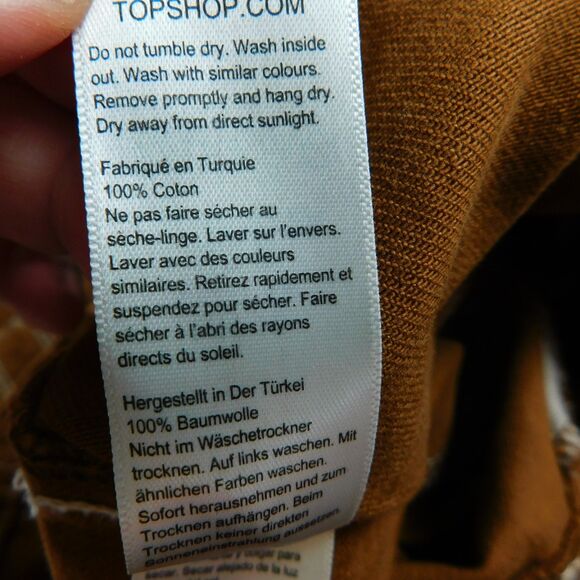 Topshop High Waist Utility Denim Mini Skirt Toffee Women's Size 6 Pockets EUC! - Picture 7 of 11